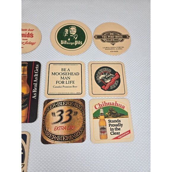Vintage 70s 80s Beer Coasters lot 12 Piece Collection Breweriana Bar Man Cave - Picture 3 of 6
